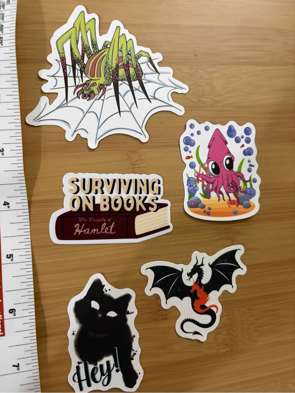 Surviving On Books Sticker Pack — Green, Pink, Black, Orange Accents